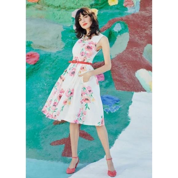 Modcloth Dresses & Skirts - Modcloth | Hotline Watercolor Pink Spring Floral A-line Tulle Dress Plus Size 3X